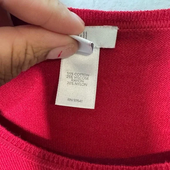 J Jill Red Long Sleeve Crew Neck Sweater Knit Top Women's Size M - Picture 4 of 7